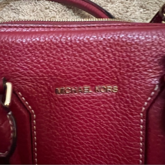 Michael Kors "Shelly" Medium Zip Top Satchel Cherry with Gold Trim - Picture 8 of 12